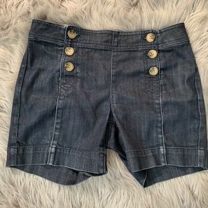 Level 99 Women Dark Wash Button Front Jeans Shorts